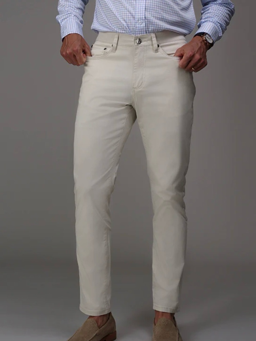 NWT Collars & Co CEO Chino 5 Pocket Cotton Stretch Pants Stone 36x32